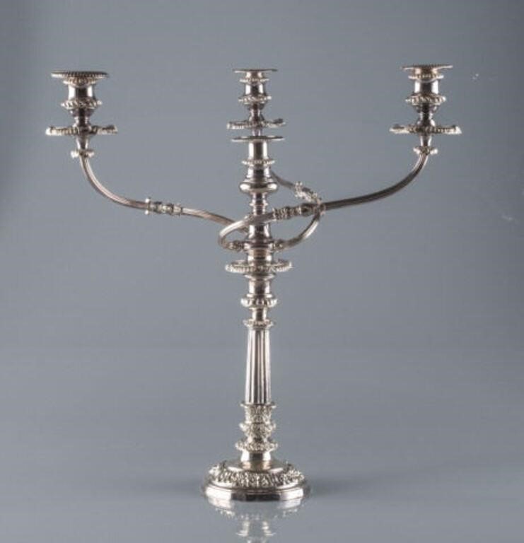 OLD SHEFFIELD PLATE CANDELABRUMAn
