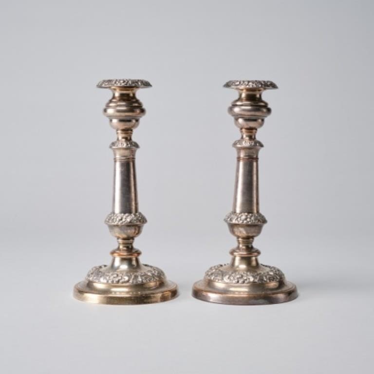 OLD SHEFFIELD PLATE CANDLESTICKSA