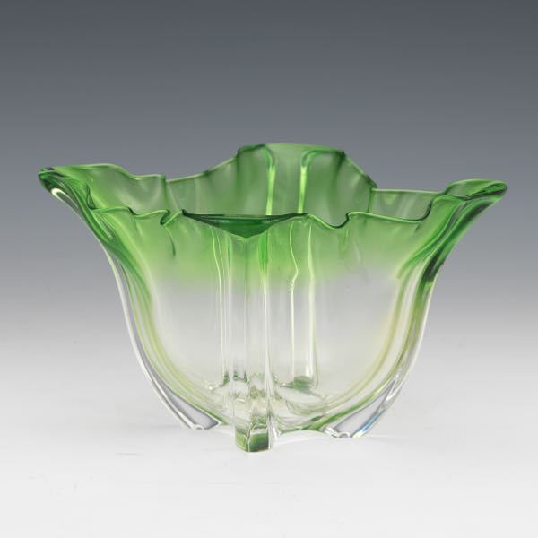 OLD STEUBEN EMERALD GREEN AND CLEAR