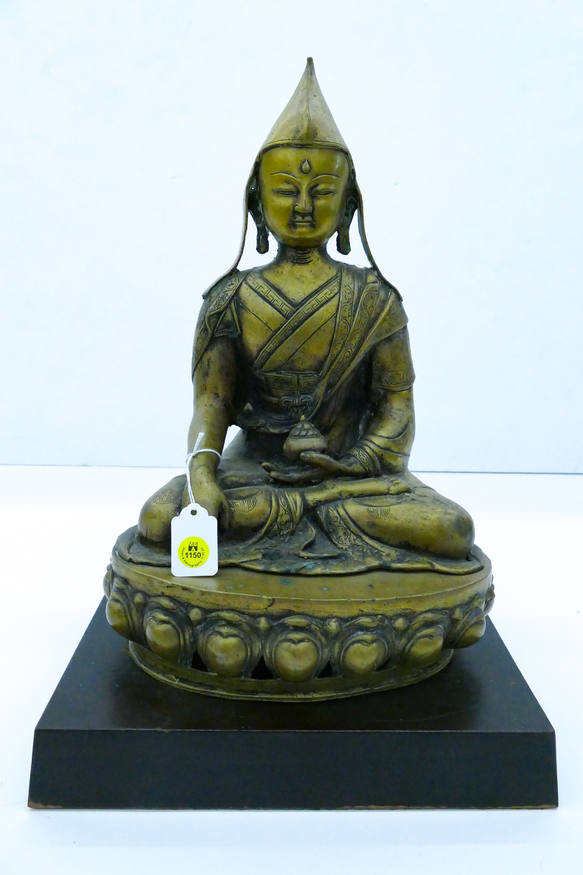Old Tibetan Bronze Seated Monk on