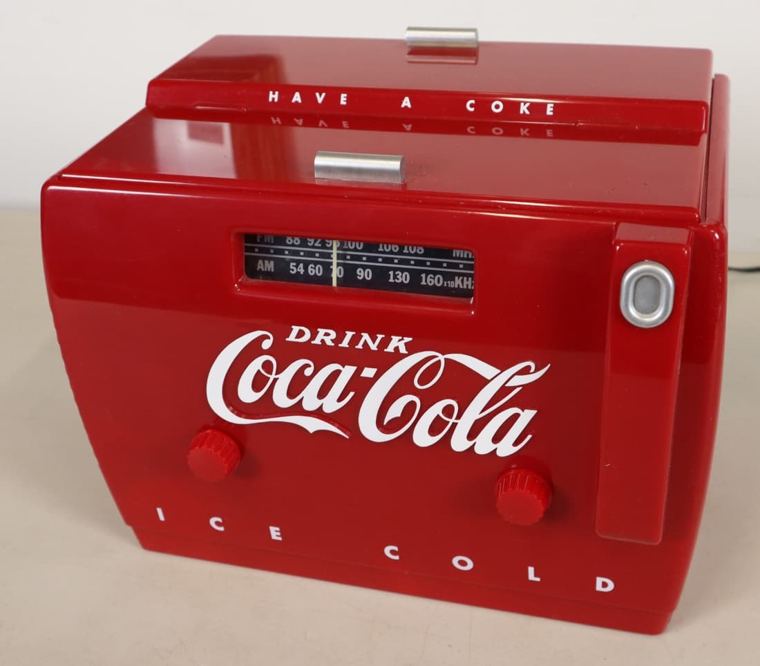 OLD-TYME COCA COLA COOLER RADIO AND