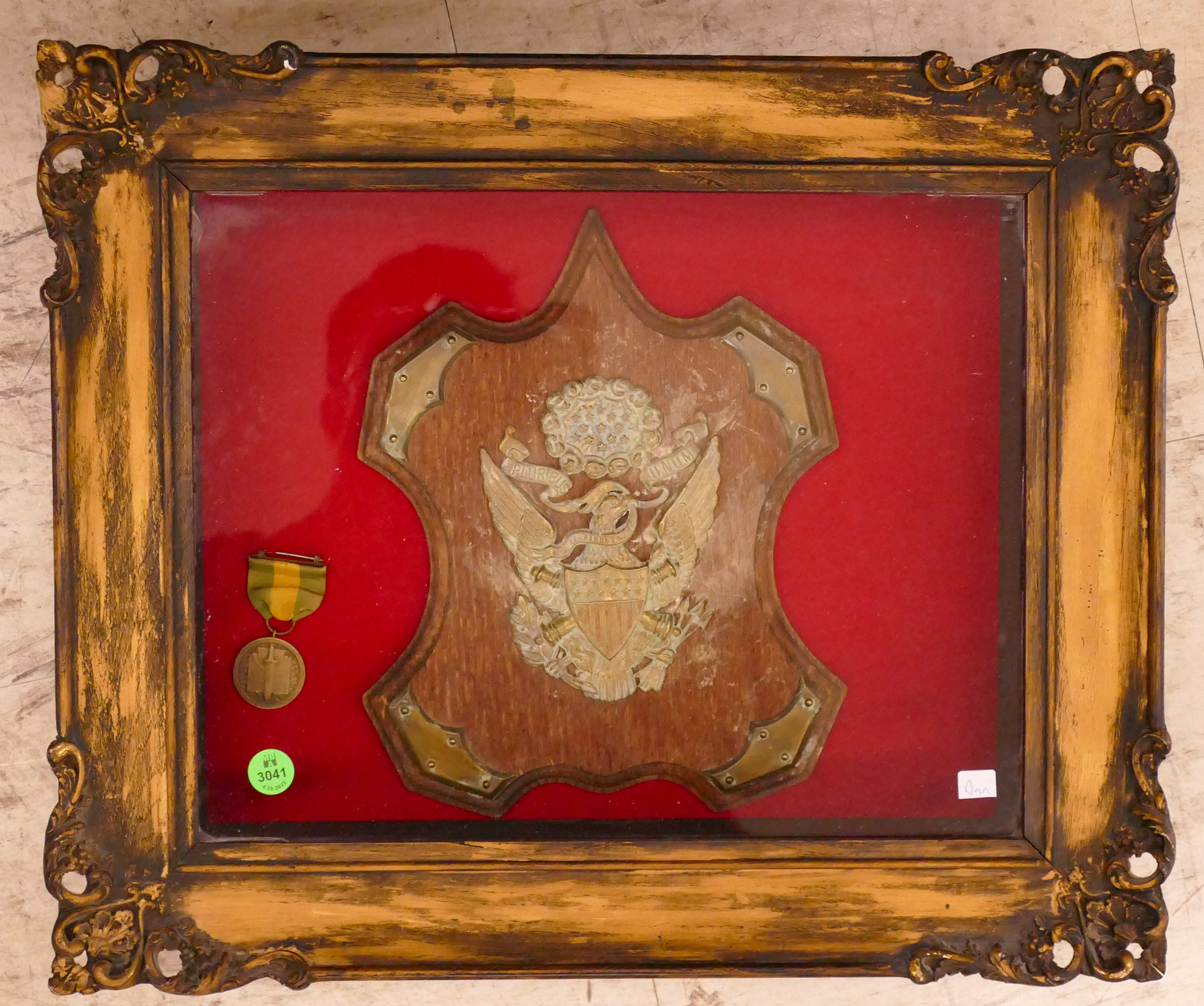 Old US Military Plaque and Medal