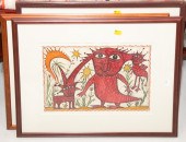 OLGA SERAYA, THREE FRAMED WATE