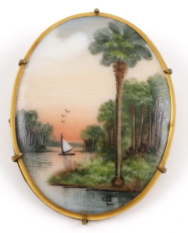 OLIVE COMMONS CAMEONA BROOCH