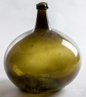 OLIVE GLASS DEMIJOHN BOTTLE, 1