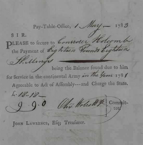 OLIVER WOLCOTT. Signer from