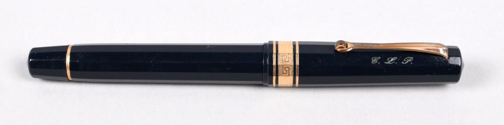 OMAS BLUE FOUNTAIN PEN, INITIALED
