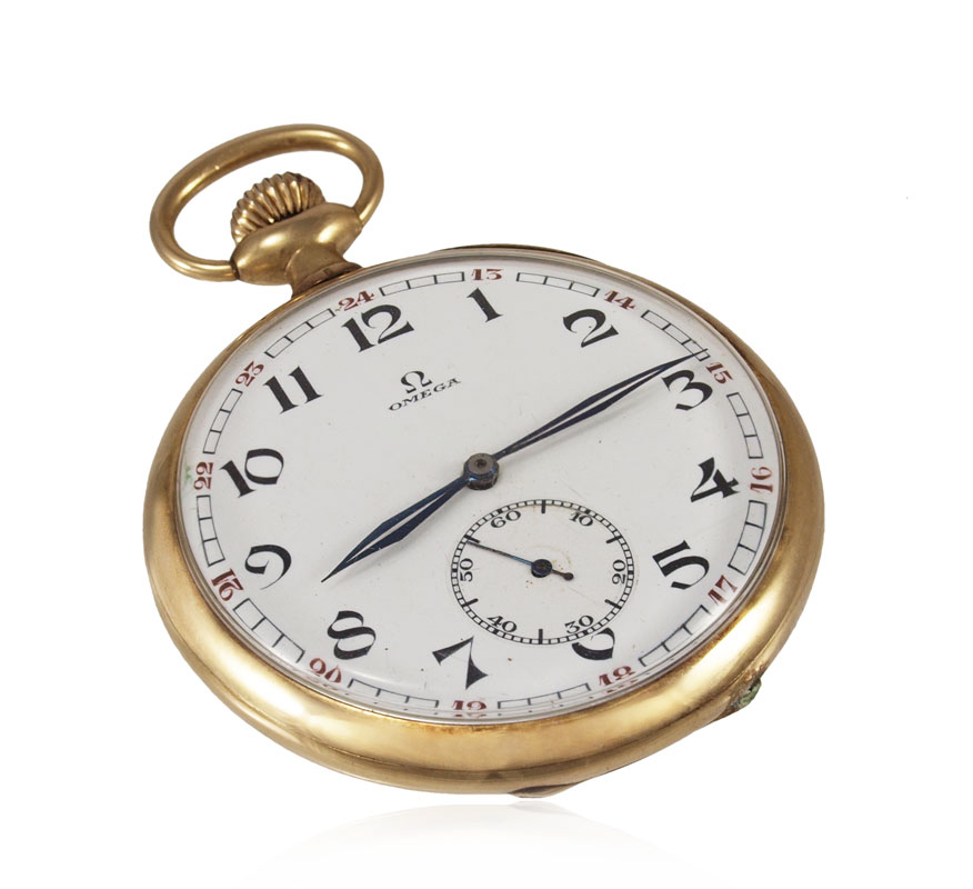 OMEGA 14K GOLD POCKET WATCH CA.