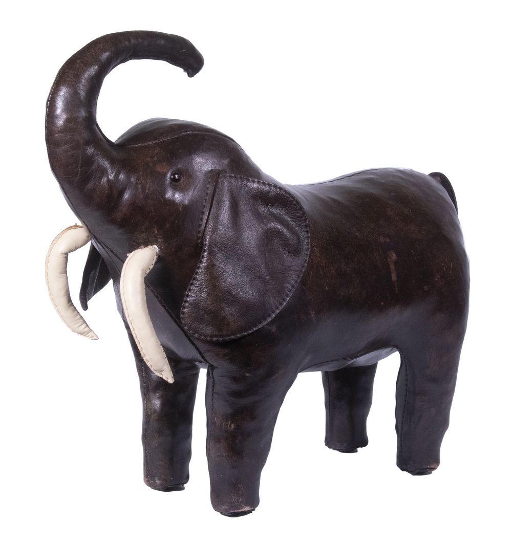 OMERSA LEATHER ELEPHANT FOOTSTOOL