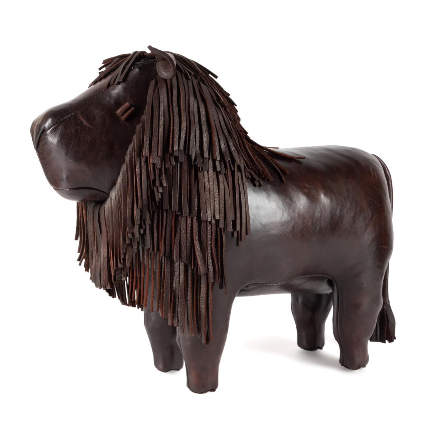 OMERSA LEATHER LION FOOTSTOOL
