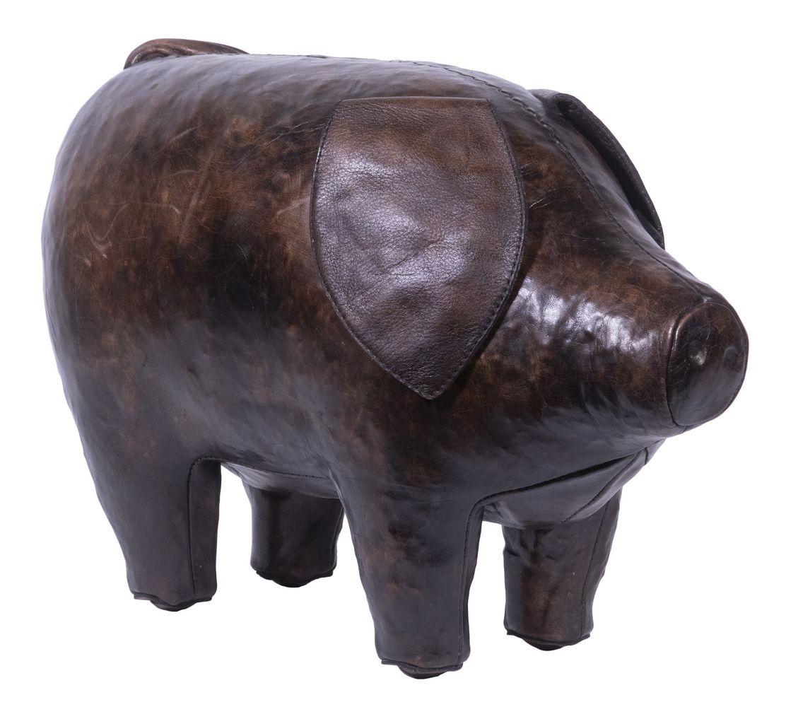 OMERSA LEATHER PIG FOOTSTOOL