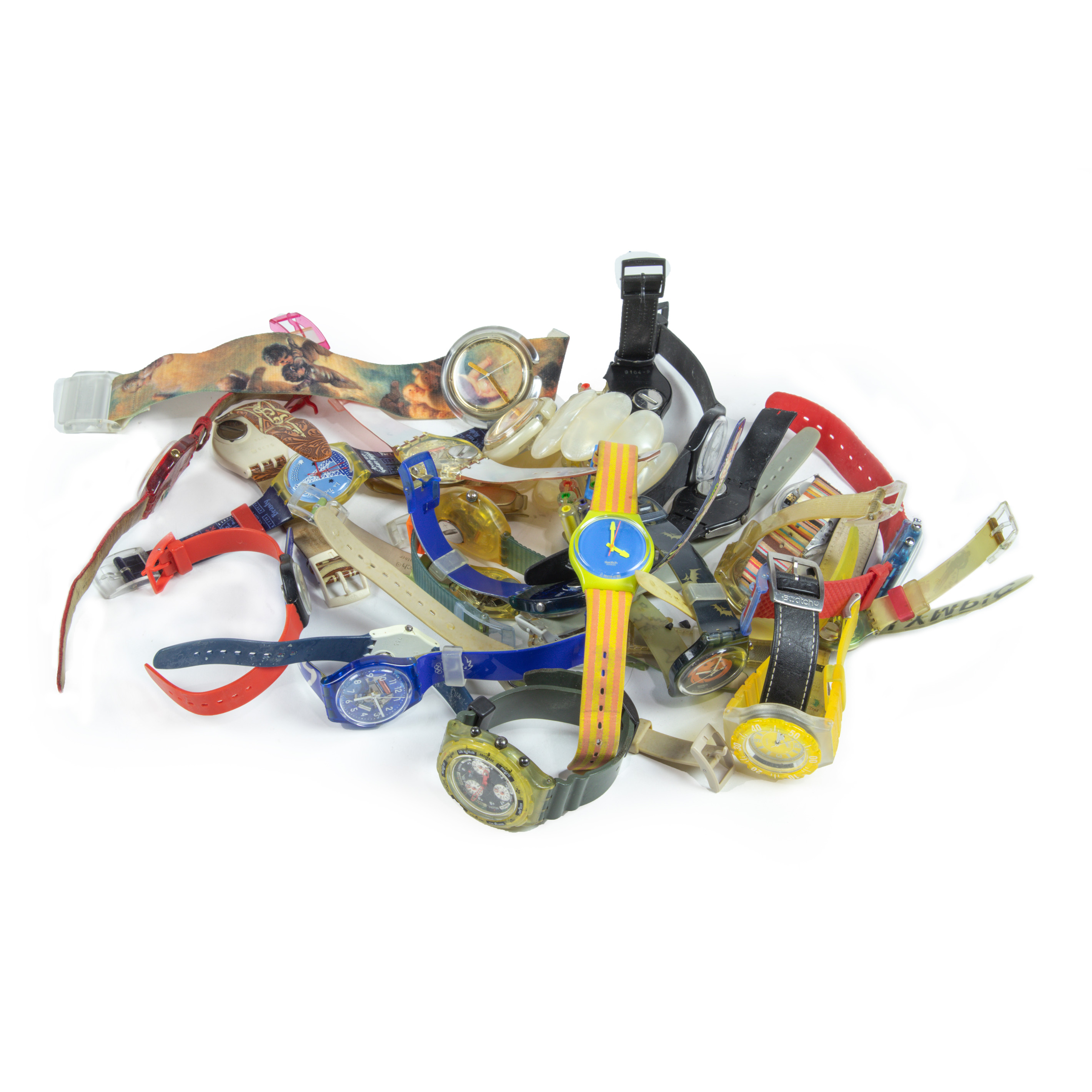 ONE BAG OF MOSTLY SWATCH WATCHES