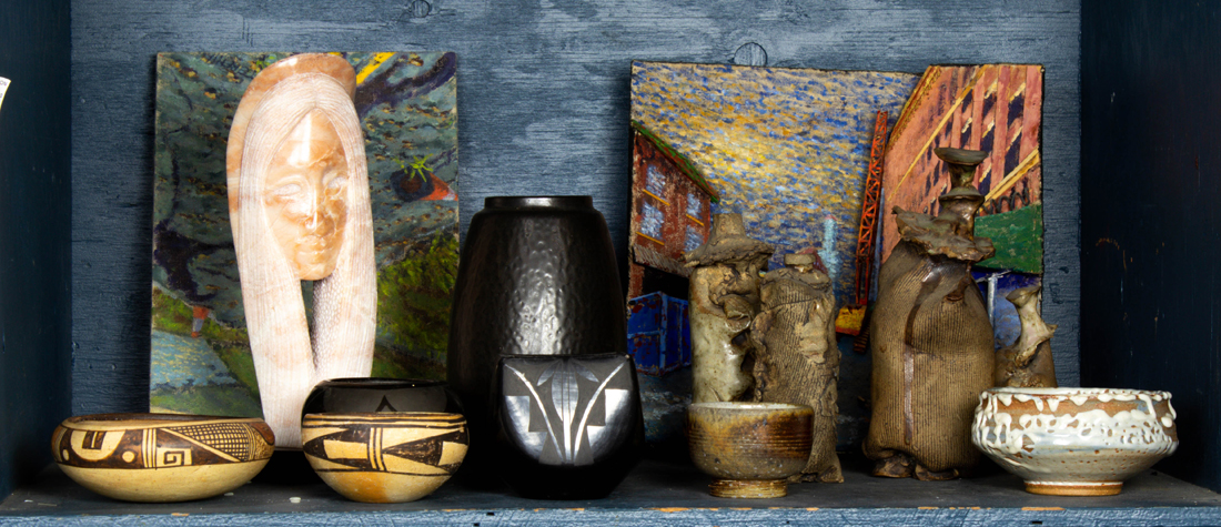 ONE BIN OF DECORATIVE ART One bin