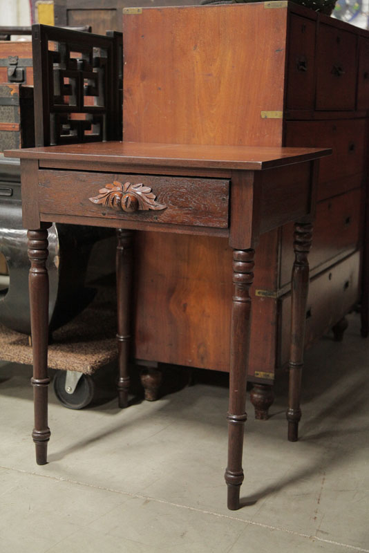 ONE DRAWER STAND. Dark stained 