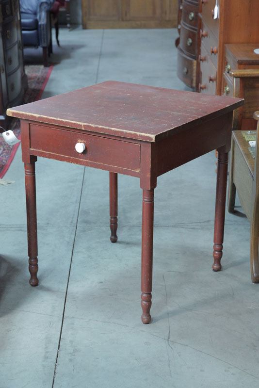 ONE DRAWER STAND. Red painted stand