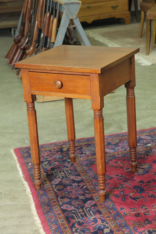 ONE DRAWER STAND. Walnut with a