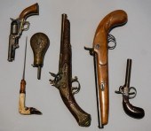 ONE FLINTLOCK PISTOL, TWO PERC