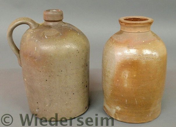 One-gallon stoneware jug 9.5"h. and