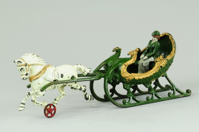 ONE HORSE OPEN SLEIGH Hubley dark