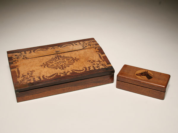 One inlaid slant front lap desk and