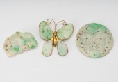 ONE JADE BUTTERFLY BROOCH & TW