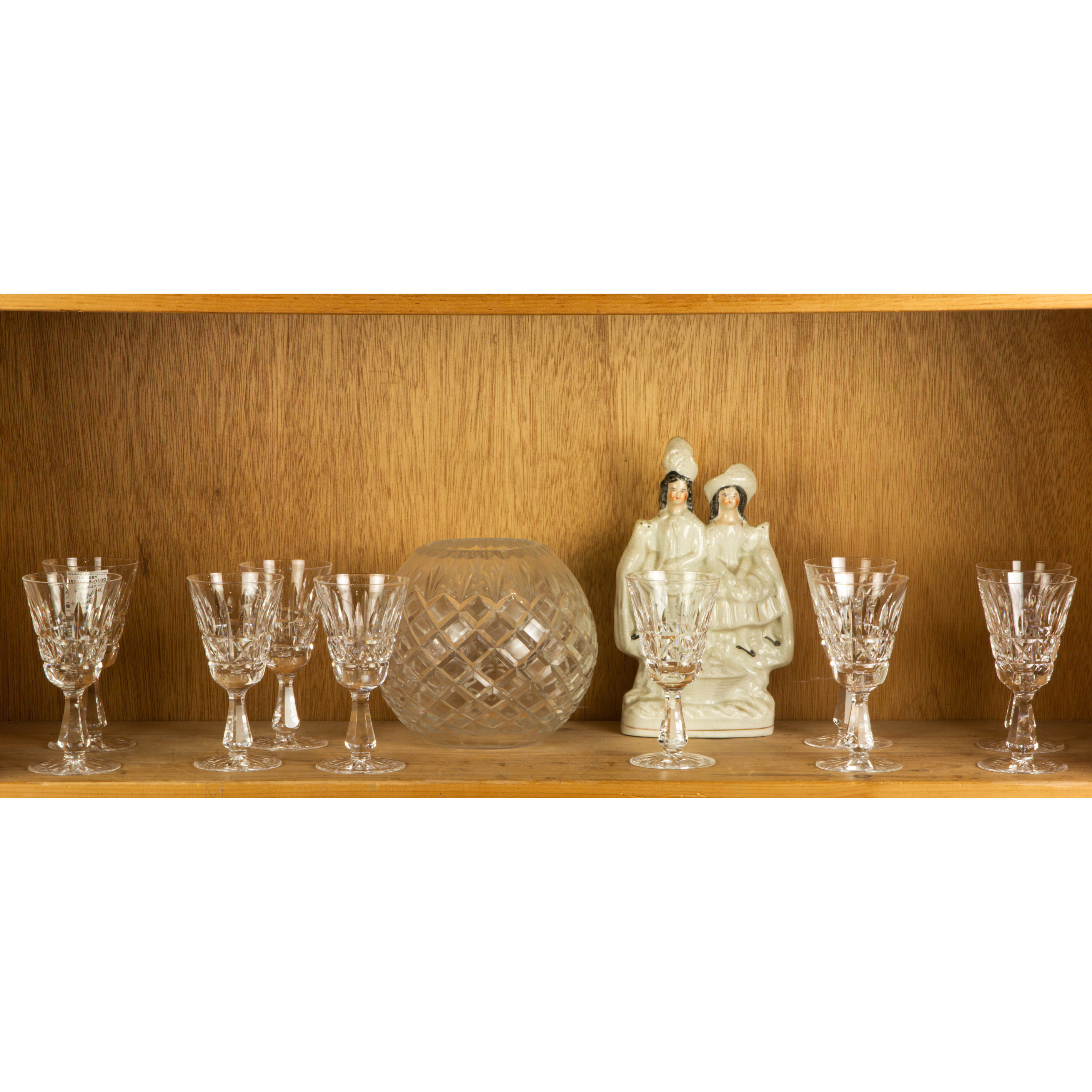 ONE SHELF CUT GLASS AND CERAMIC