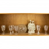 ONE SHELF CUT GLASS AND CERAMI