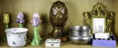 ONE SHELF OF ASSORTED DECORATI