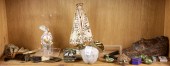 ONE SHELF OF ASSORTED DECORATI