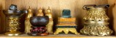 ONE SHELF OF CARVED BOWLS, STA