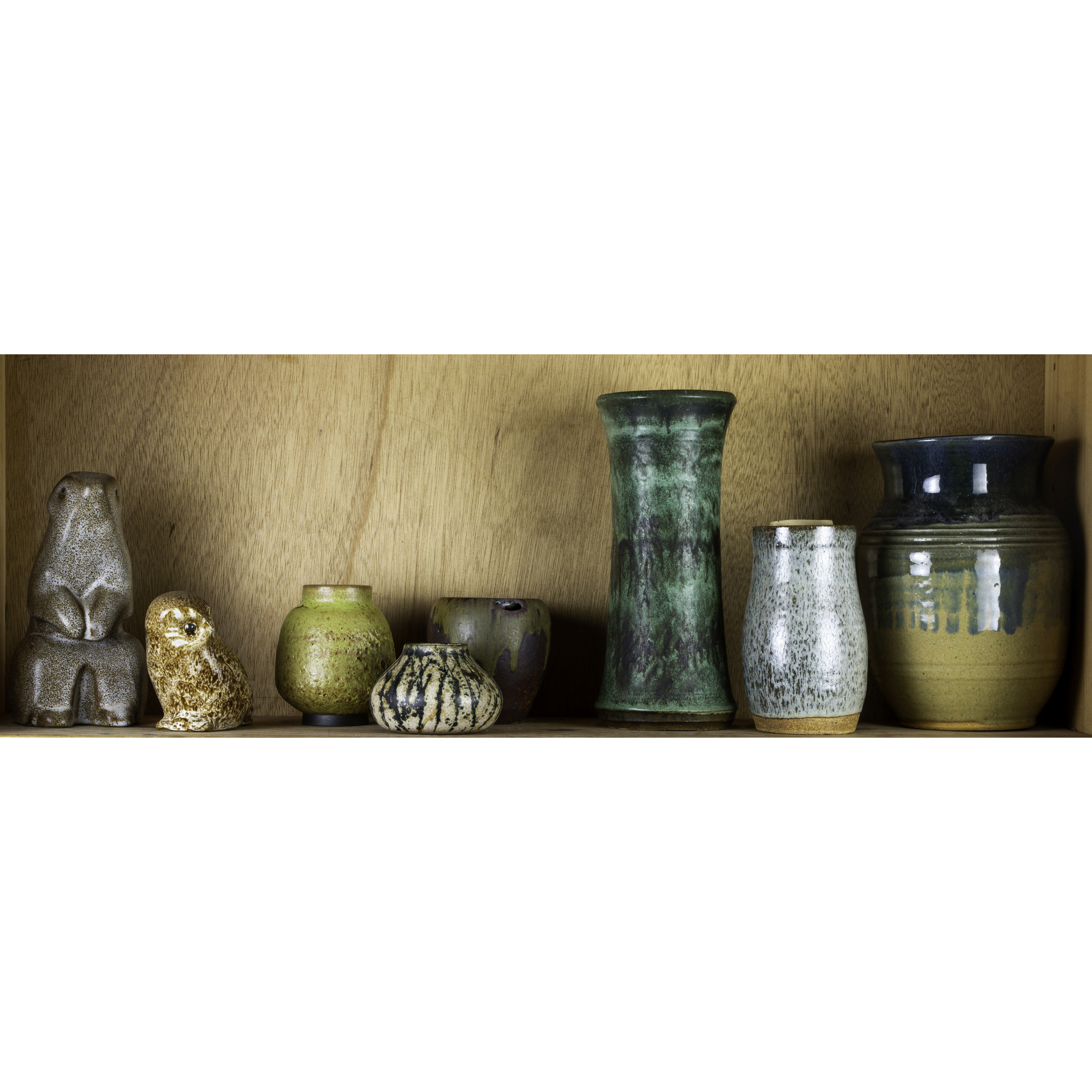 ONE SHELF OF STUDIO ART POTTERY One