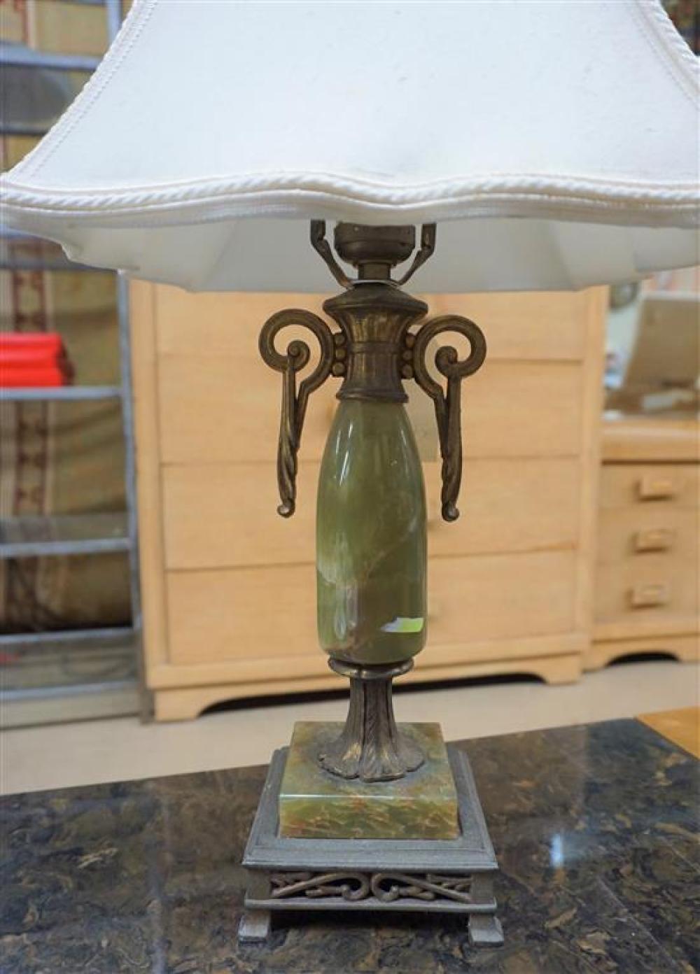 ONYX AND PATINATED METAL TABLE