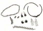 Onyx and sterling jewelry grou