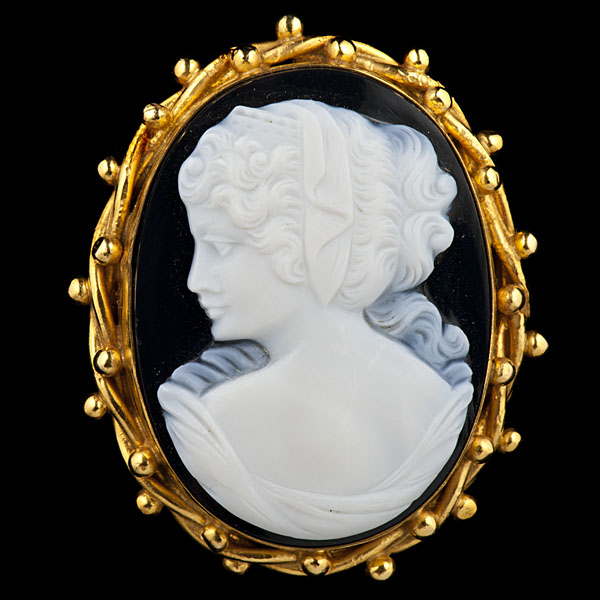 Onyx and Stone Cameo A black onyx