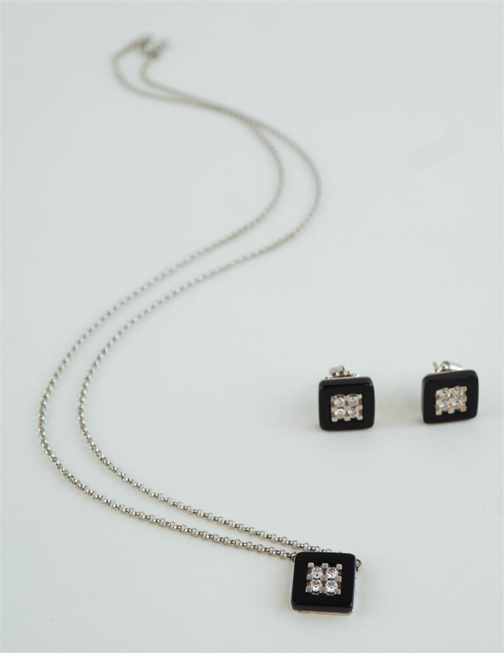 ONYX, DIAMOND AND 14K WHITE GOLD
