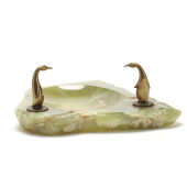 ONYX DISH WITH BRASS PENGUIN M