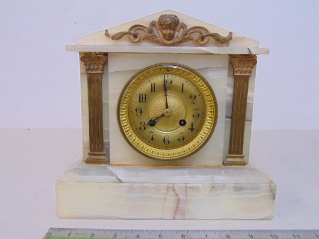ONYX MANTLE CLOCK WITH BRONZE