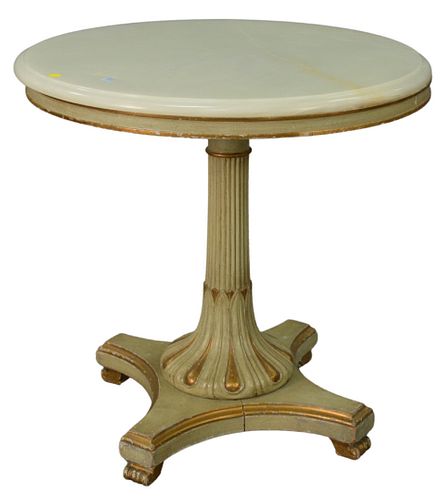 ONYX TOP ROUND TABLE, ON CARVED,