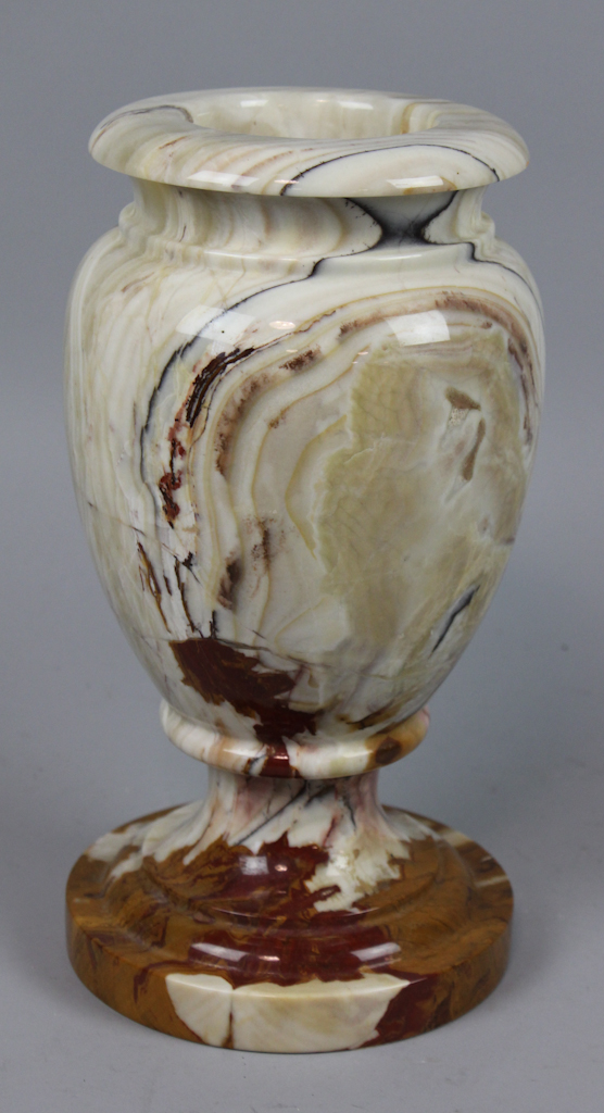 ONYX VASE NINE AFRICAN CARVED