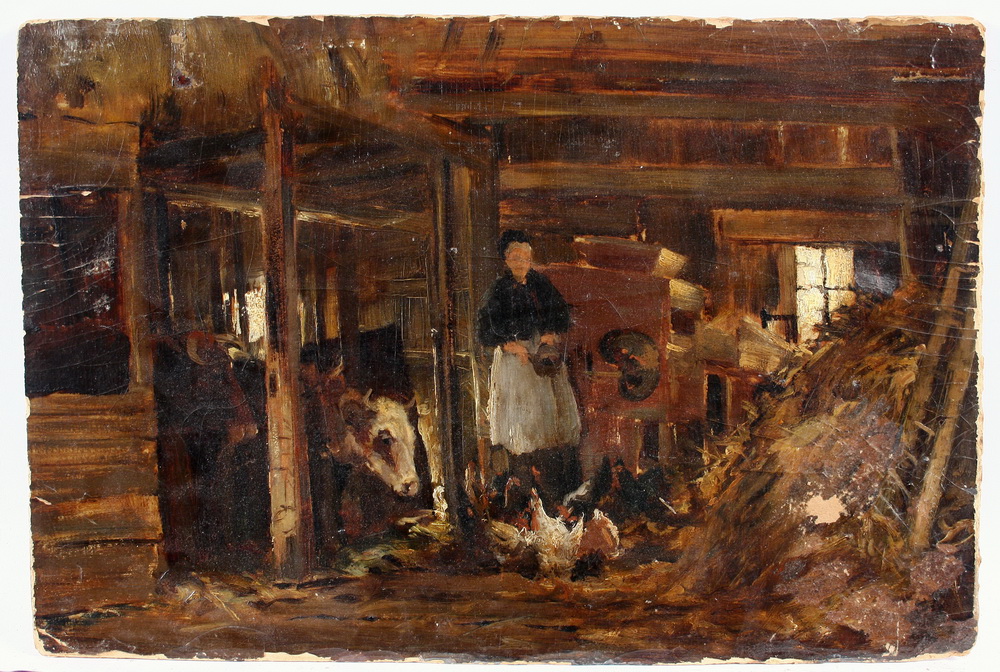 OOB-A WOMAN FEEDING HENS IN A