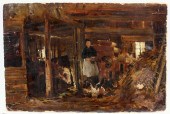 OOB-A WOMAN FEEDING HENS IN A