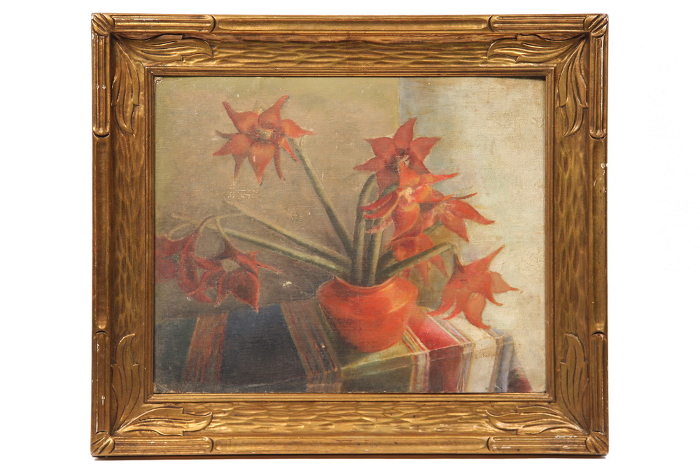 OOCB - Red Flowers in Red Pot on