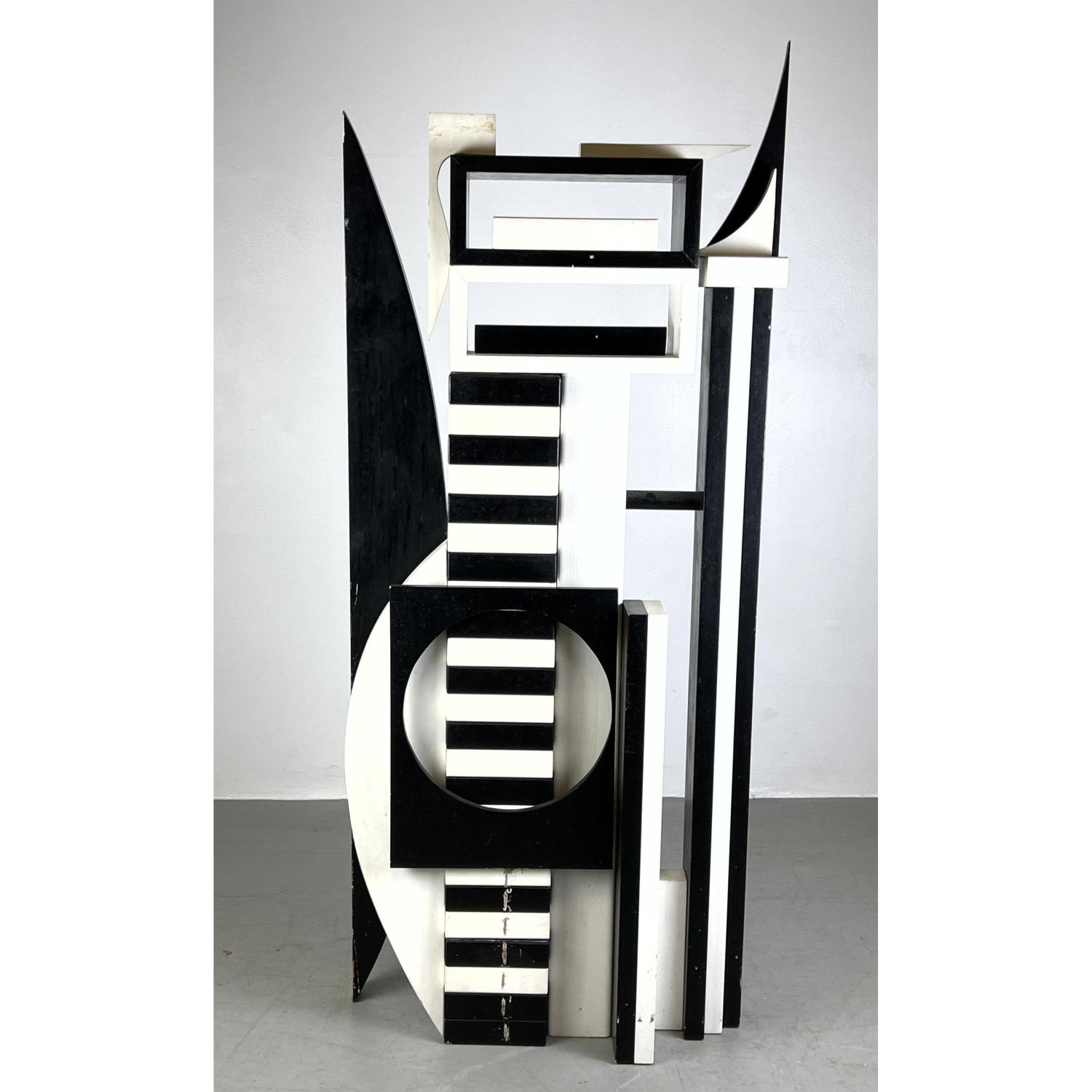 Op Art Black and White Painted Wood