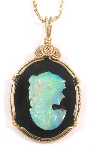 OPAL AND BLACK ONYX PENDANT