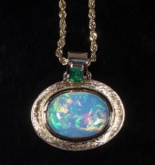 OPAL AND EMERALD PENDANT AND C
