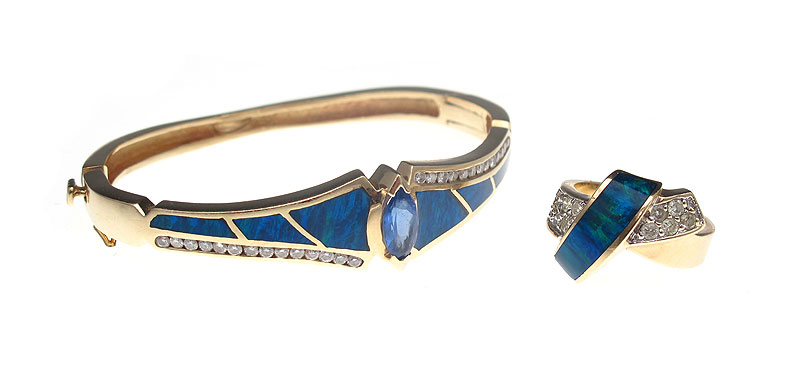 OPAL DIAMOND AND TANZANITE BRACELET