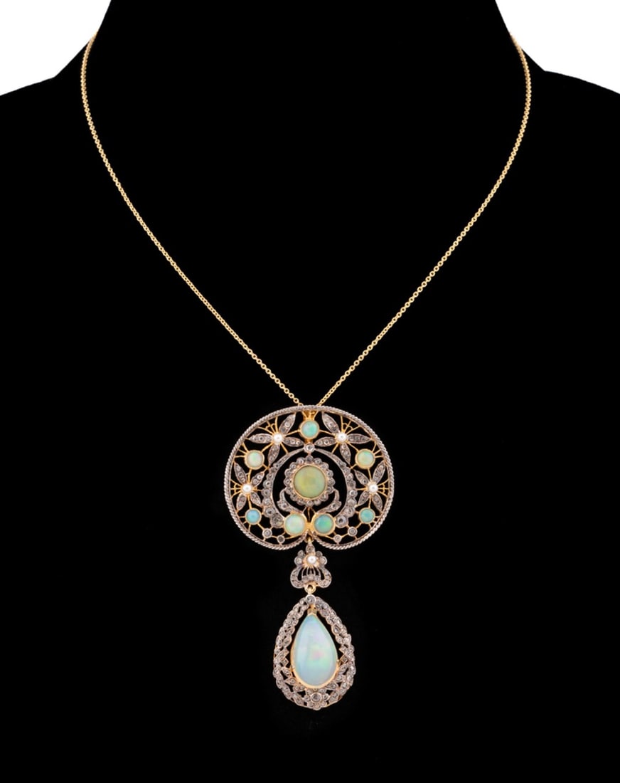 OPAL, DIAMOND & PEARL PENDANT
