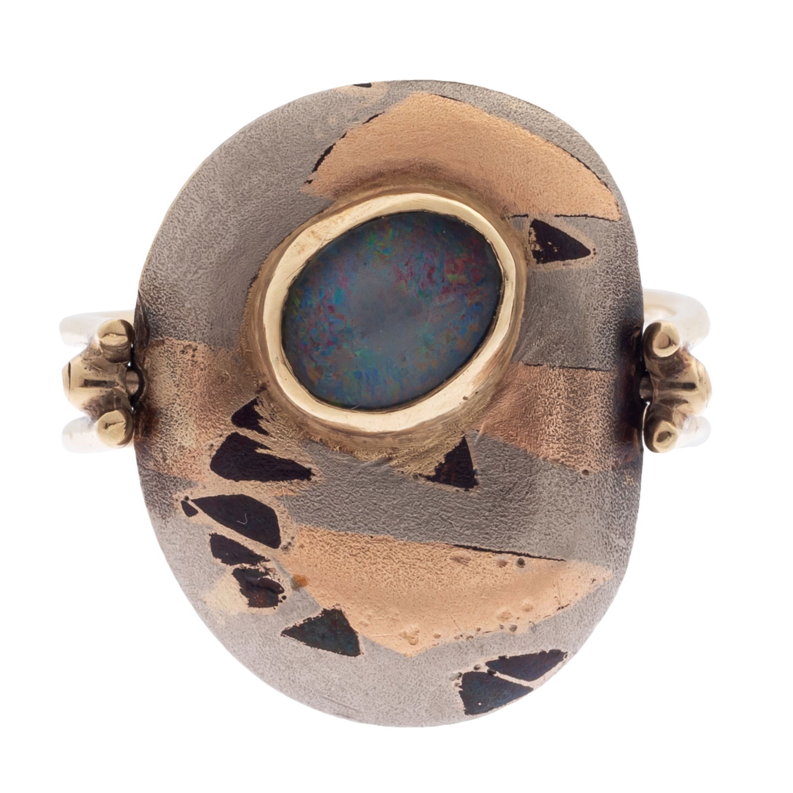 OPAL DOUBLET, 14K, MOKUME