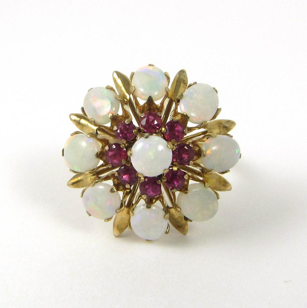 OPAL, RUBY AND EIGHTEEN KARAT