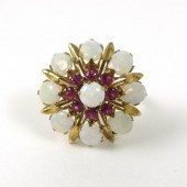 OPAL, RUBY AND EIGHTEEN KARAT